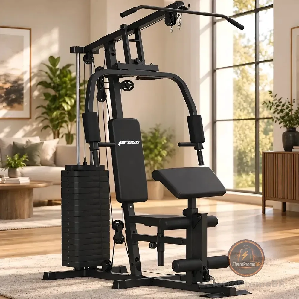 Estação Musculação 80kg Aparelho Ginástica Cardio Preto Mbx Preto