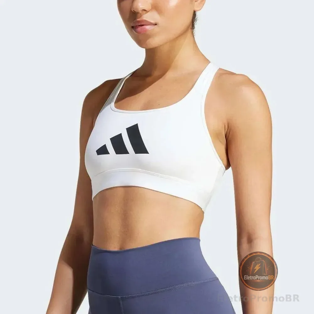 Top adidas Logo Suporte Medio Feminino Branco M