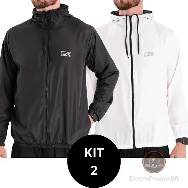 Kit 2 Jaquetas Corta Vento Impermeável Liso Unissex