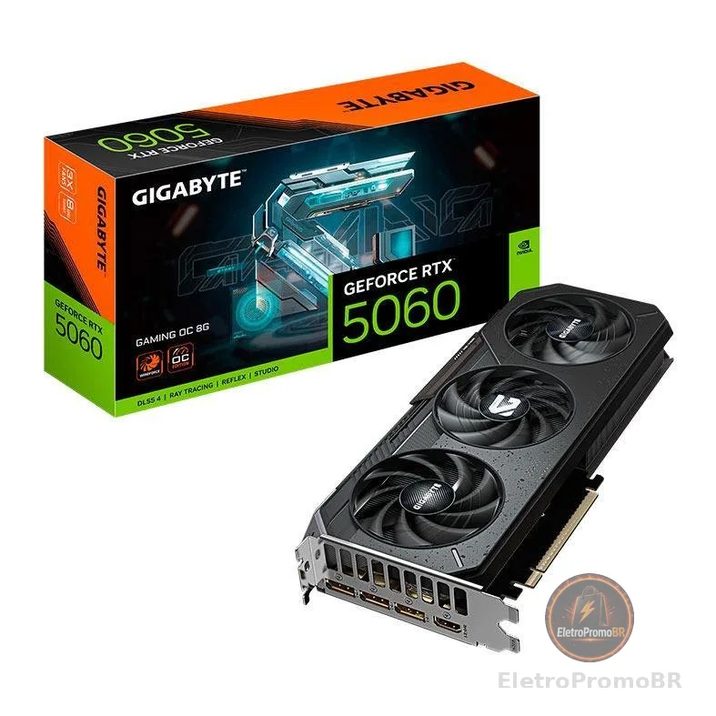 Placa de Video Gigabyte GeForce RTX 5060 Gaming OC, 8GB, GDDR7, 128-bit, GV-N5060GAMING-OC-8GD