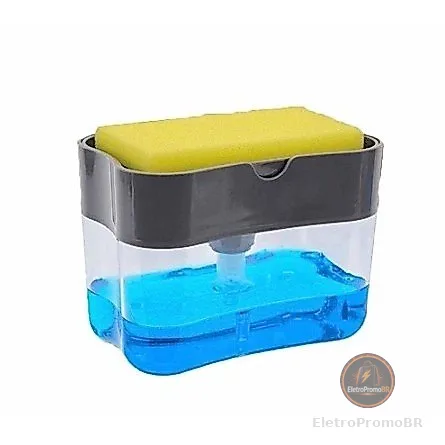 Dispensador  Para Detergente Dispenser  Sabao 2x1 Detergente Suporte Porta Bucha Esponja Limpeza