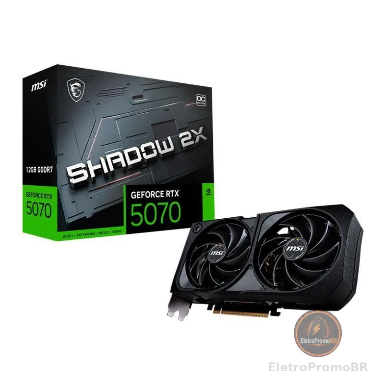 Placa de Video MSI GeForce RTX 5070 Shadow 2X OC, 12GB, GDDR7, 192-bit, G5070-12S2C