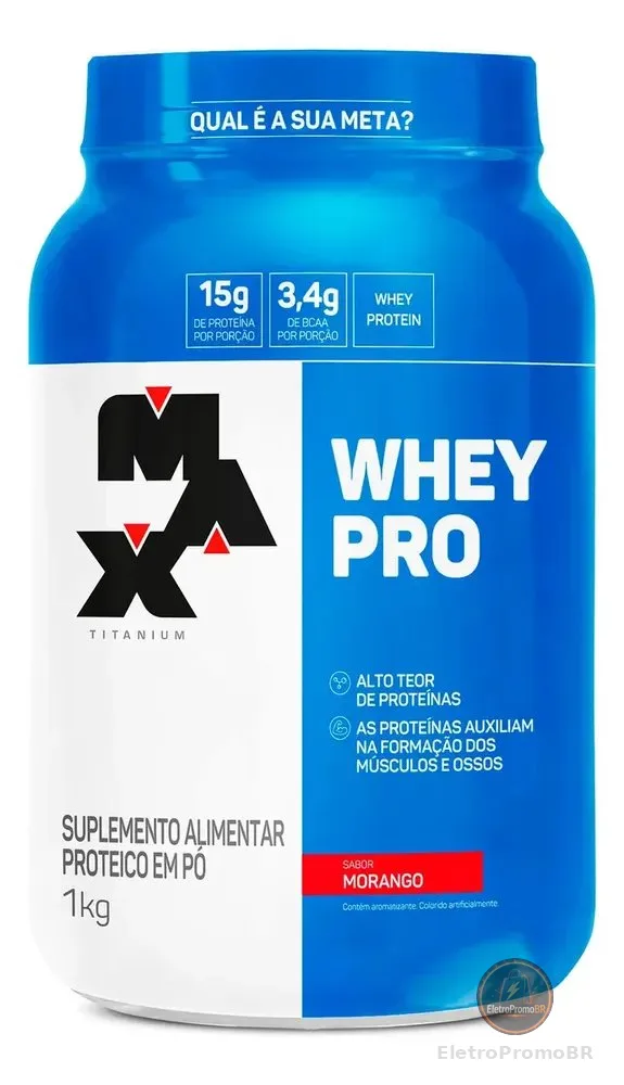 Proteína Max Titanium Whey Pro Concetrado em pó sabor Morango x 1kg