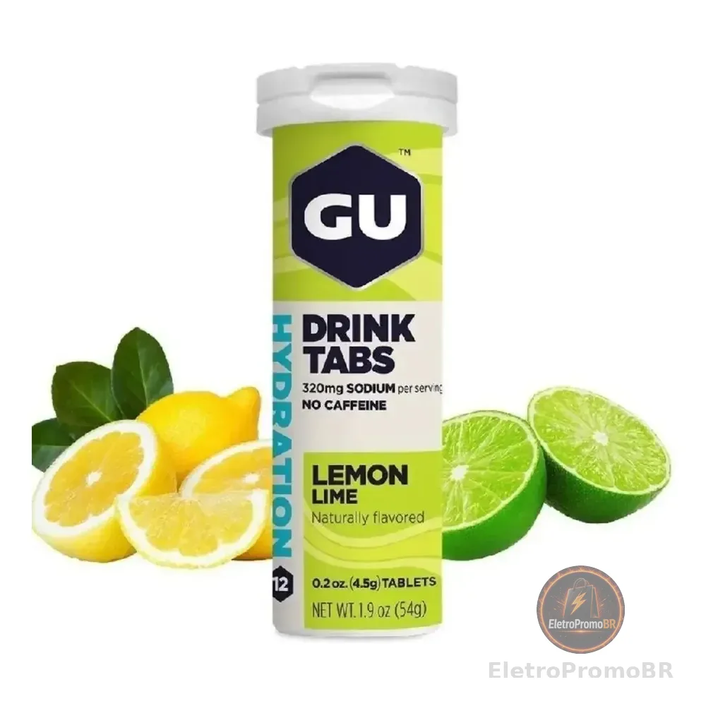 Gu Energy Tabs Pastilha Eletrolítico Efervescente 12 Un Sabor Limonada Lemon Lime Lima Limão