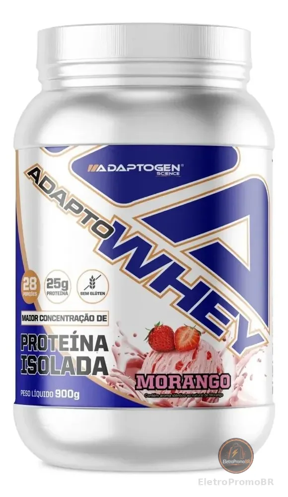 Whey Protein Isolado Adaptogen Morango 912g Suplemento Nutricional