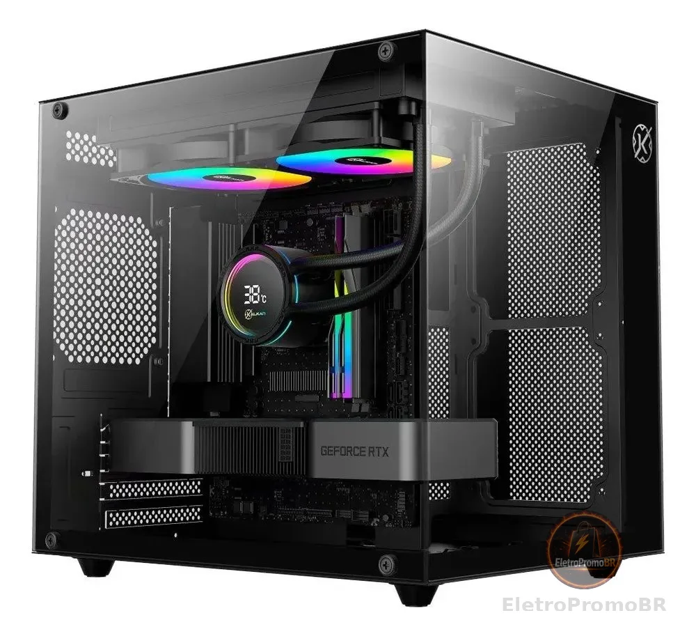 Gabinete Gamer Kalkan Midgard Lite Preto M-atx Vidro