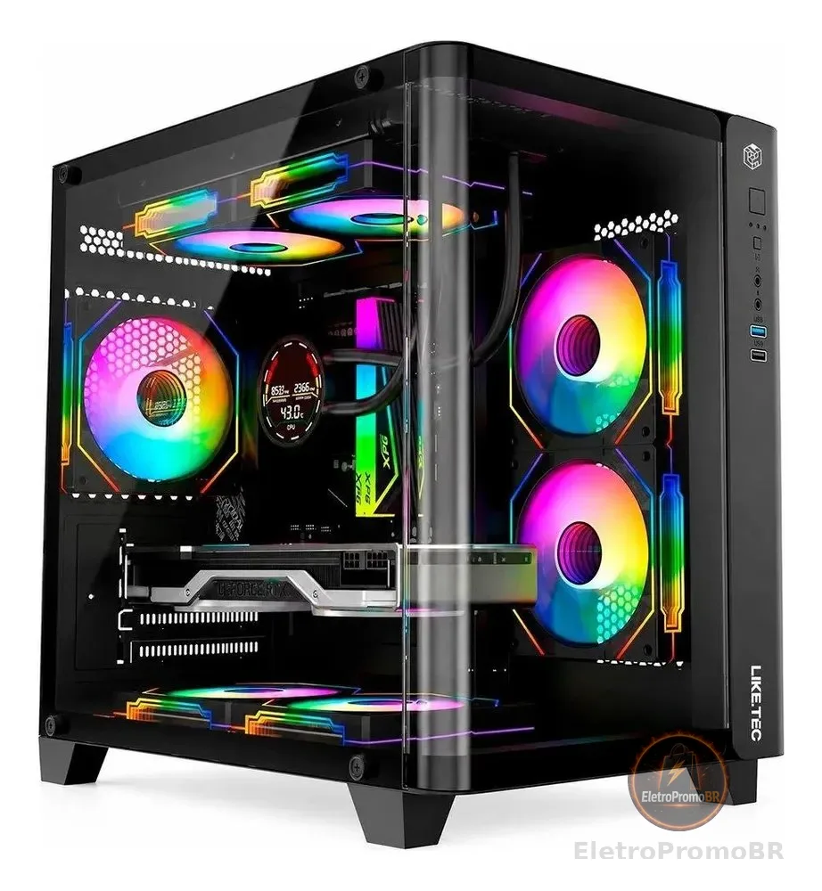 Gabinete Gamer Liketec Madness Mini Tower Micro-atx Preto