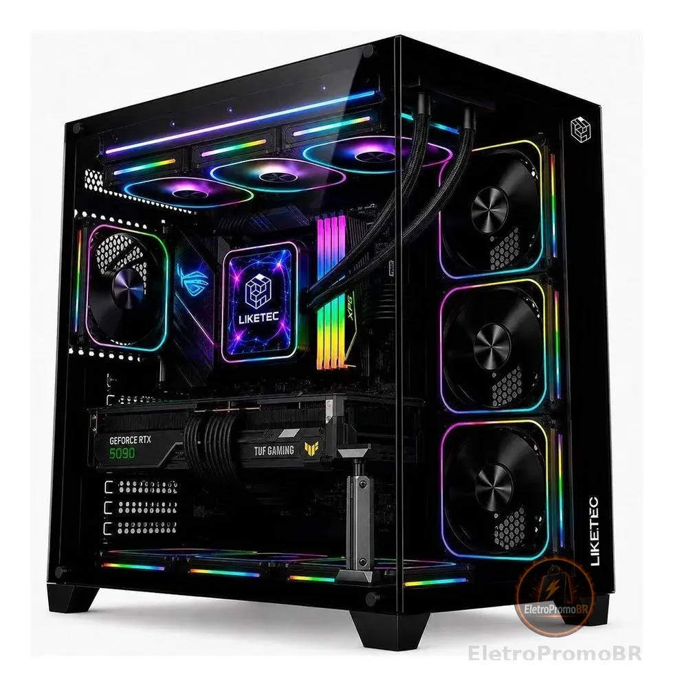 Gabinete Gamer Liketec Zeus V3 Preto Vidro Temperado Atx