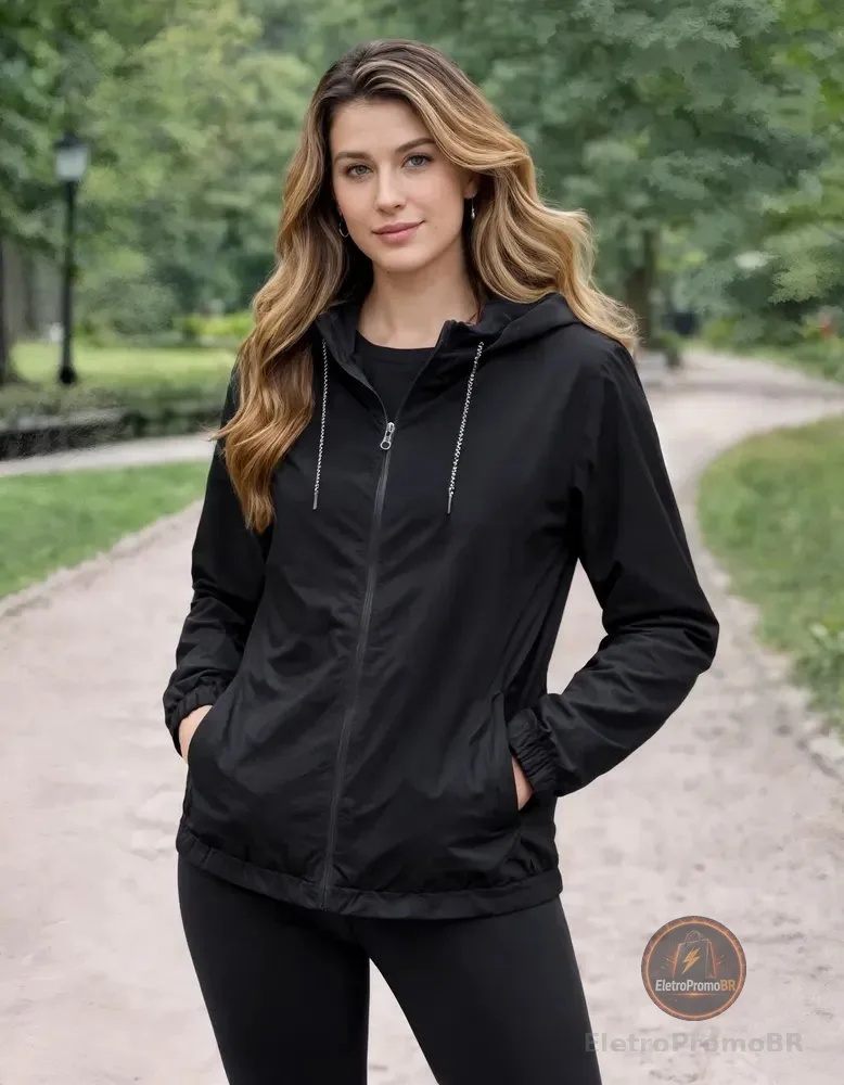 Jaqueta Feminina Alta Performance Leve Treino Academia 2026 Preto M