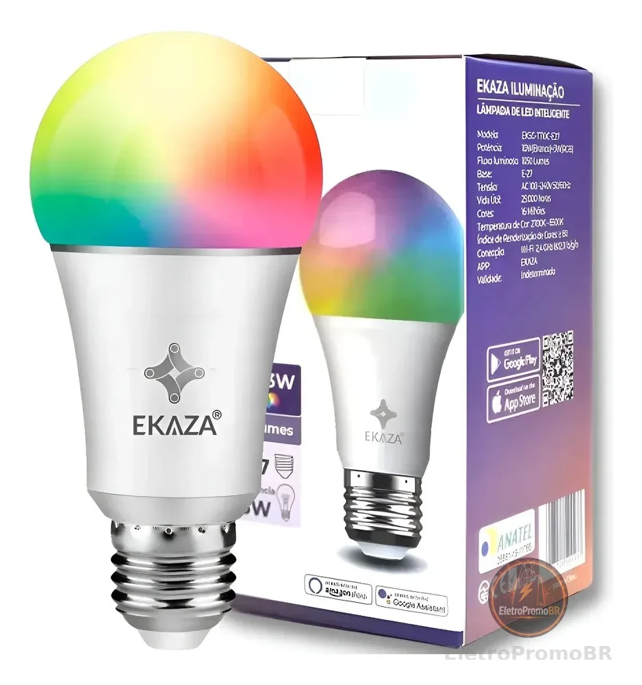 Lâmpada Inteligente Ekaza Ekhm-T609 Rgb A60 9W+3RGB Smart Alexa e Google Home