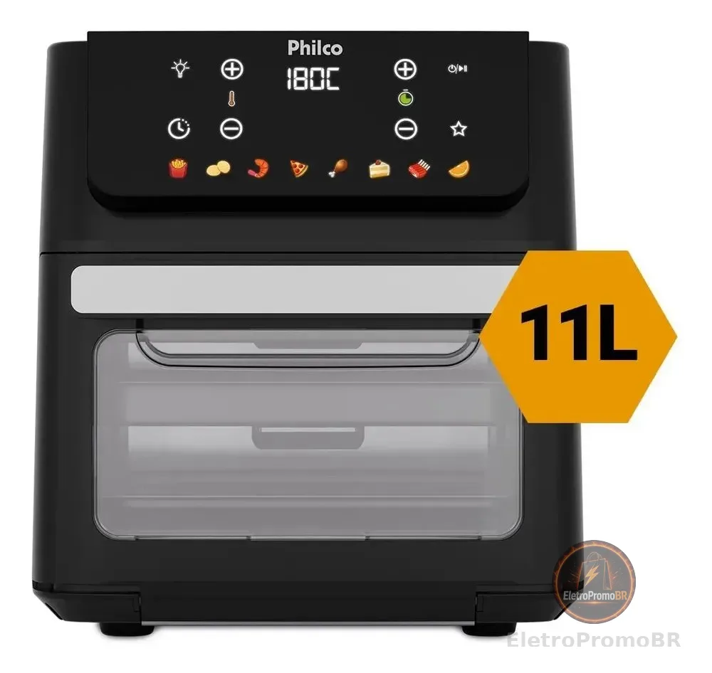 Fritadeira Air Fryer Oven 11 Litros 1800w 8 Funções Philco PAF11B