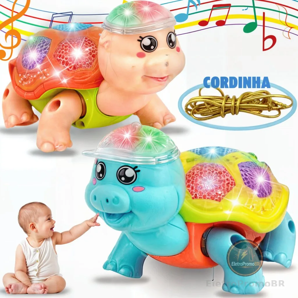 Brinquedo Tartaruga Fujão Elétrico Com Som Luz E Movimento Carangueijo Brinquedo Fujão Lançamento 2025 exclusivo