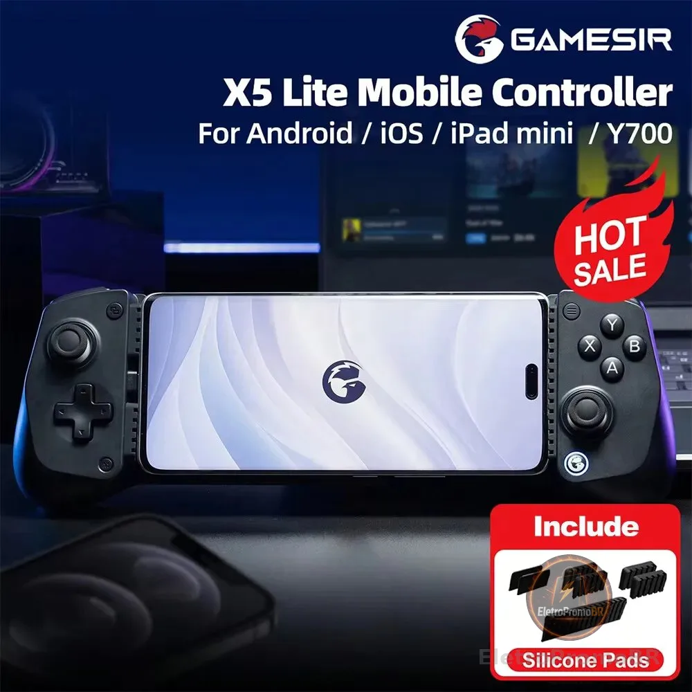 Controle GameSir X5 Lite para Jogos Móveis, Gamepads para iPhone Séries 17, 16, 15, iOS, iPad Mini, Y700 e Tablets Android