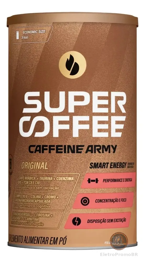 Cafeína Caffeine Army Supercoffee Classic Size em pó Sem sabor x 380g