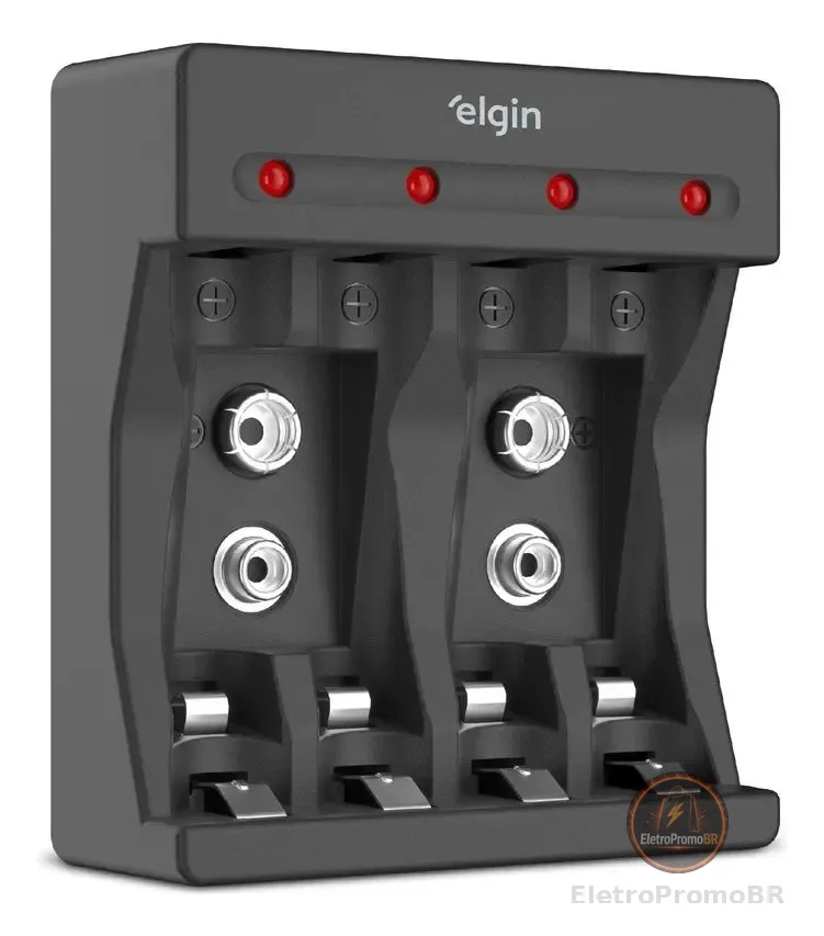 Carregador Pilha E Bateria Usb Aa Aaa 9v Elgin Com 2 Pilhas