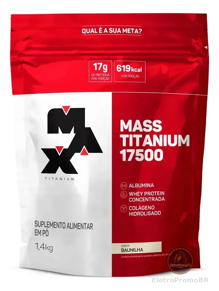 Hipercalórico 1,4kg Mass Titanium 17500 Max Titanium Sabor Baunilha