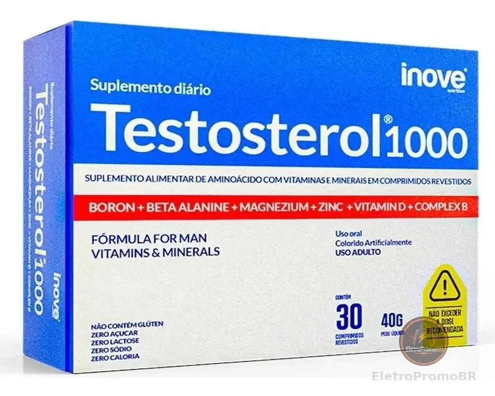 Testosterol 1000 Inove Nutrition Minerais/Vitaminas 30 Comprimidos