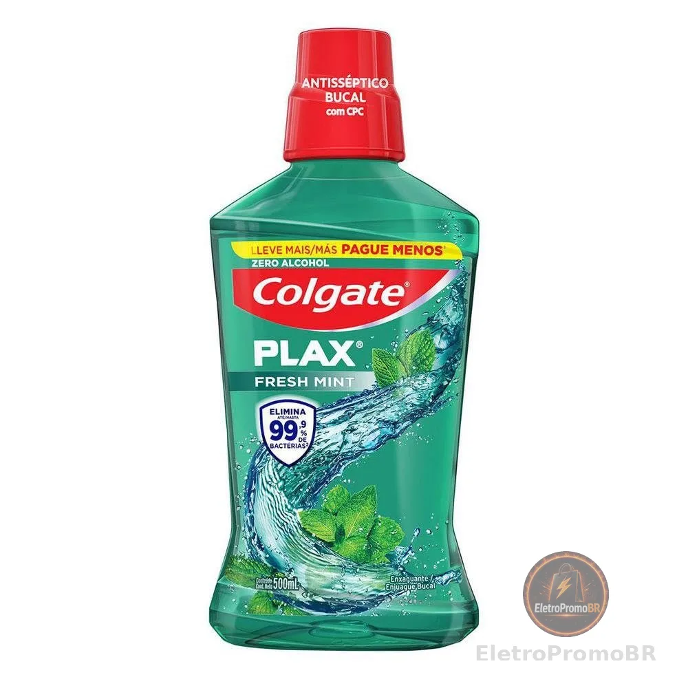 Colgate Plax Fresh Mint Enxaguante Bucal Sem Álcool, 500ml