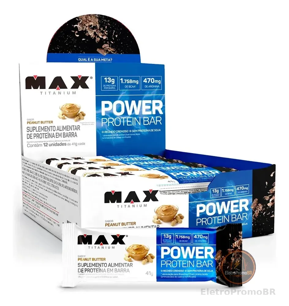 Power Protein Bar 41g Display Com 12 Unid Max Titanium Sabor Milk caramel