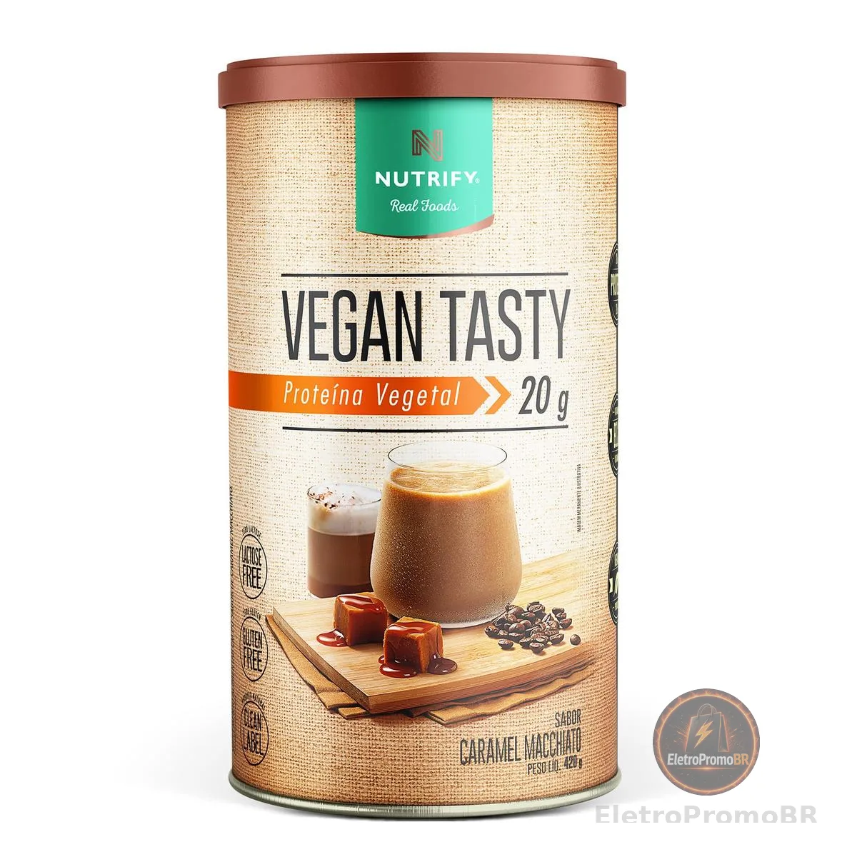 Nutrify Vegan Tasty Caramel Macchiato 420G - Proteína Vegana - Sustentabilidade e Nutrição - Sabor Caramel Macchiato