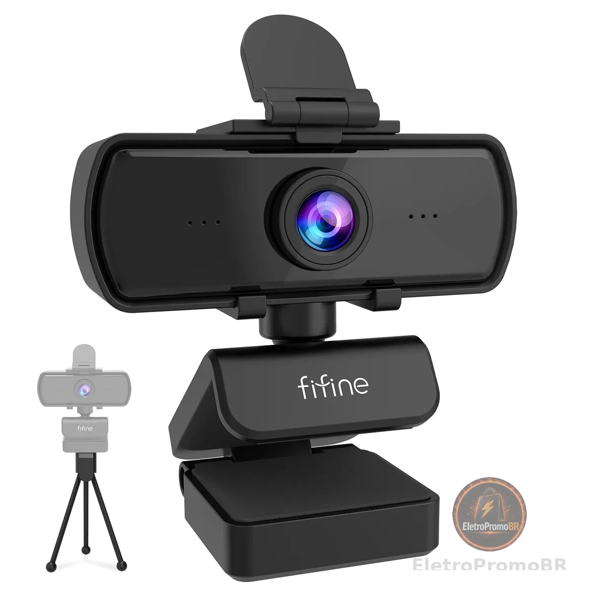 Webcam FIFINE 1440p Full HD para PC com Microfone, Tripé, para Desktop e Laptop, Webcam para Transmissão ao Vivo e Chamadas de Vídeo - K420