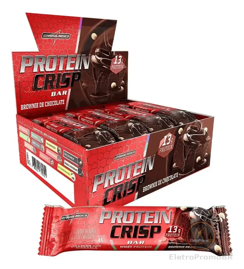 Protein Crisp Cx C/ 12 Un Brownie Chocolate - Integralmédica Brownie De Chocolate