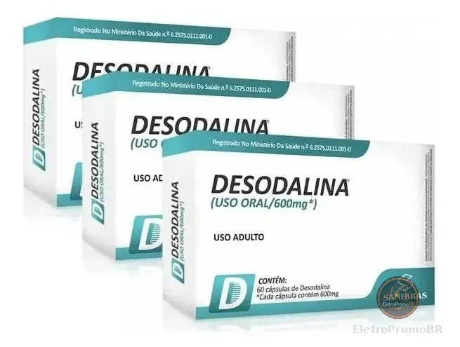 Kit 3x Premium Desodalina 600mg 60 Cápsulas - Combo Sanibras Sabor Neutro