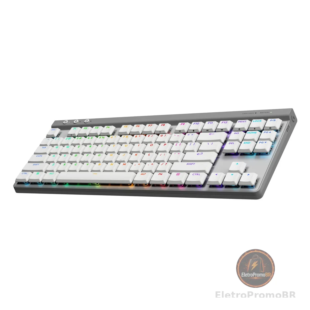 Teclado Mecânico Gamer Sem Fio Logitech G515 com Design TKL,Tecnologia LIGHTSPEED, RGB LIGHTSYNC, Conexão USB ou Bluetooth, Switch GL Brown Tactile e Bateria Recarregável - Branco
