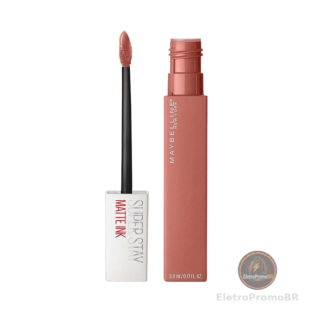 Maybelline SuperStay Matte Ink Batom Líquido Matte Longa Duração 16H com Aplicador Preciso, Não Transfere e Cor Intensa, Acabamento Matte Confortável, Cor 65 Seductress Nude Bege, 5ml