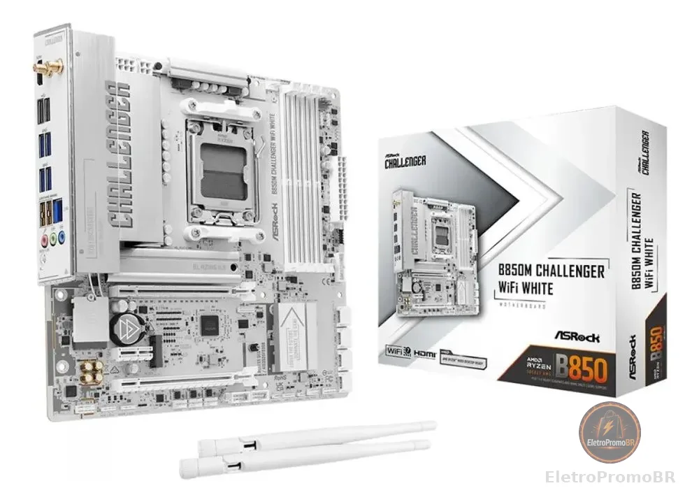 Placa Mãe Asrock B850m Challenger Wifi White Am5 Matx Ddr5