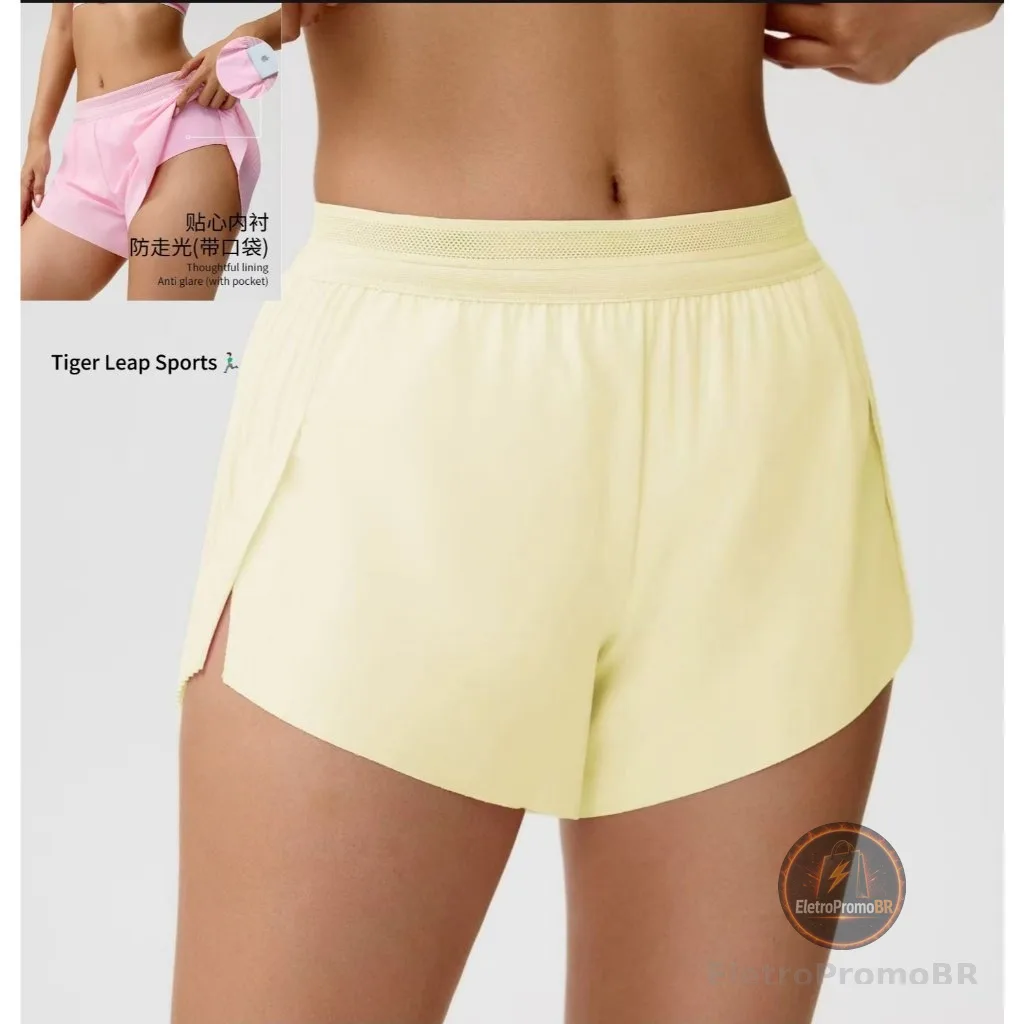 [Primeiro lançamento nova correspondência de cores] Shorts esportivos femininos correndo respirável largo de secagem ráp