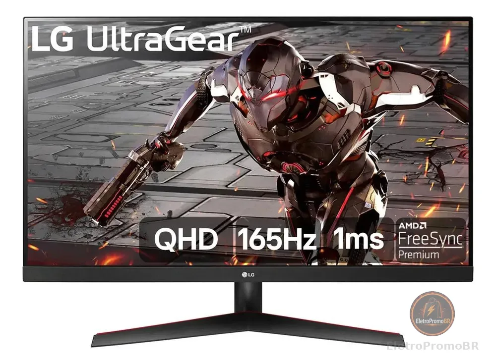 LG UltraGear Monitor Gamer 32"- VA 165Hz 1ms (MBR) QHD 2K (2560x1440) HDR10 AMD FreeSync, Preto - 32GN600