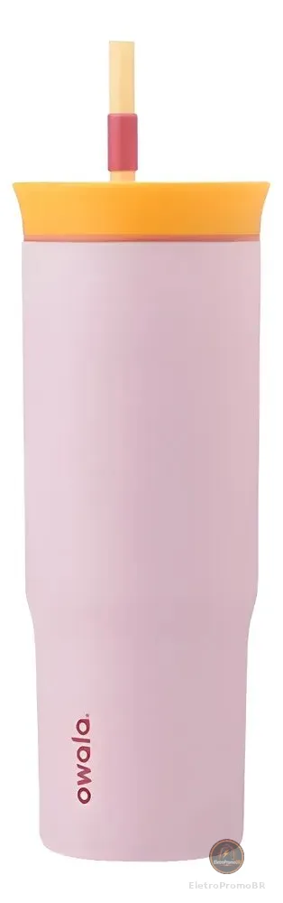 Copo Térmico Owala Tumbler Inox Com Canudo 710ml Pink Candy Rosa Lisa