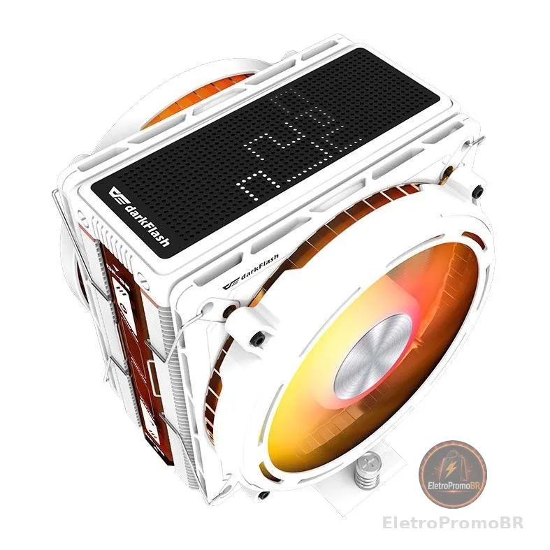 Cooler Para Processador Aigo DarkFlash E400, ARGB, 2x120mm, Branco, E400-DUAL-WH