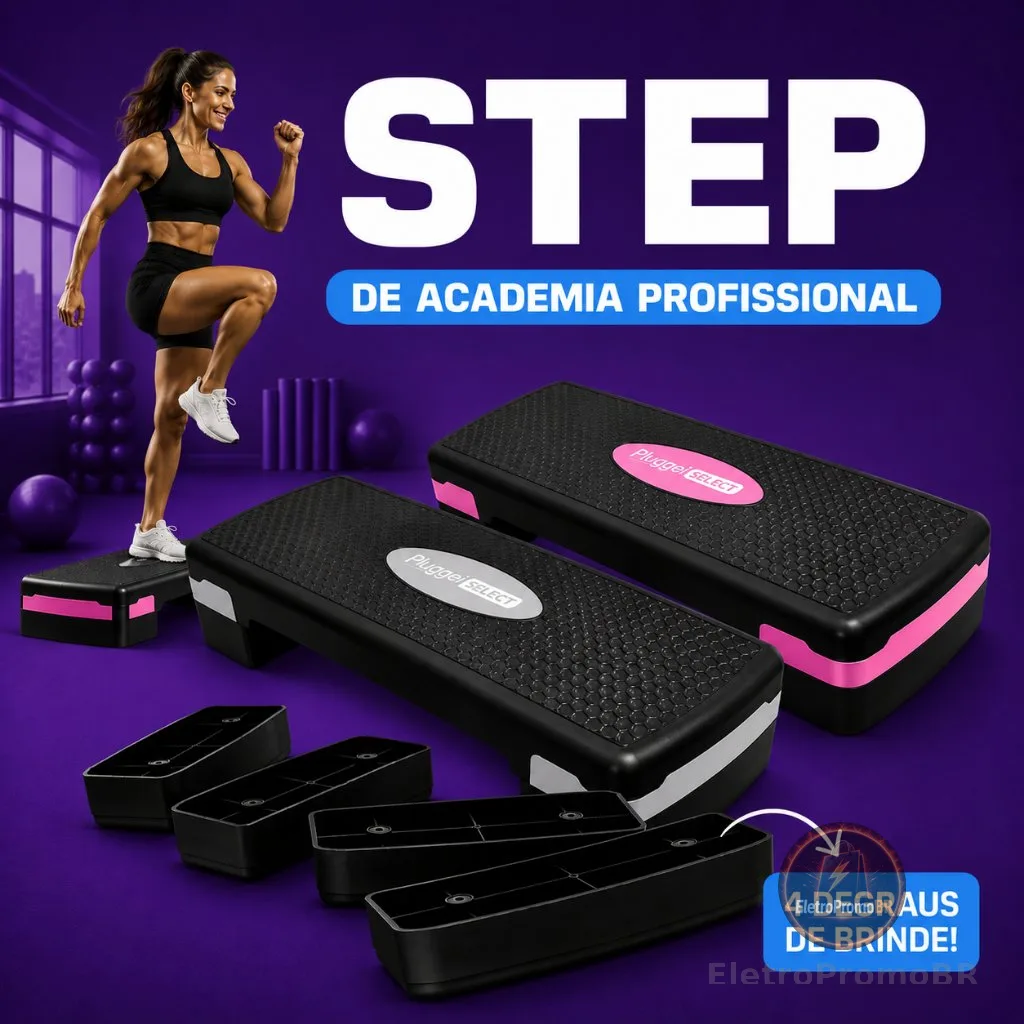Step Academia 3 Níveis Treino Regulagem Altura Profissional até 150kg Regulável Ajustável Aeróbico