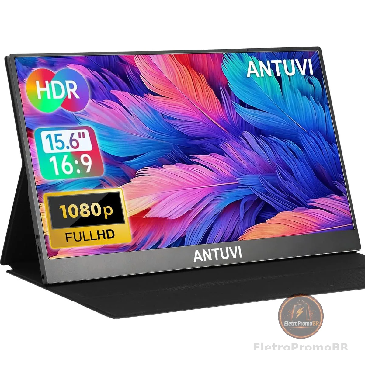 ANTUVI Monitor Portátil 15.6''+ Case, 1080P, MINI Segunda de Notebook Extensor De Tela, Ultra-Slim e portátil, com alto-falante de pé, Adequado para Viagens, Casa, Trabalho/Jogos ﻿