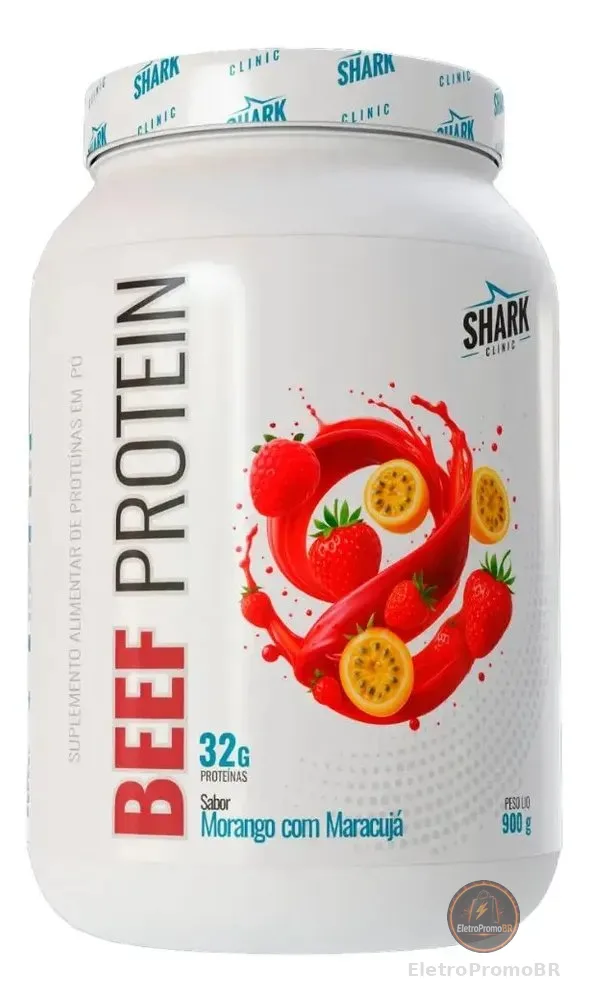 Proteína Shark Pro Beef Colageno Hidrolisado Morango 900g em pó x 900g