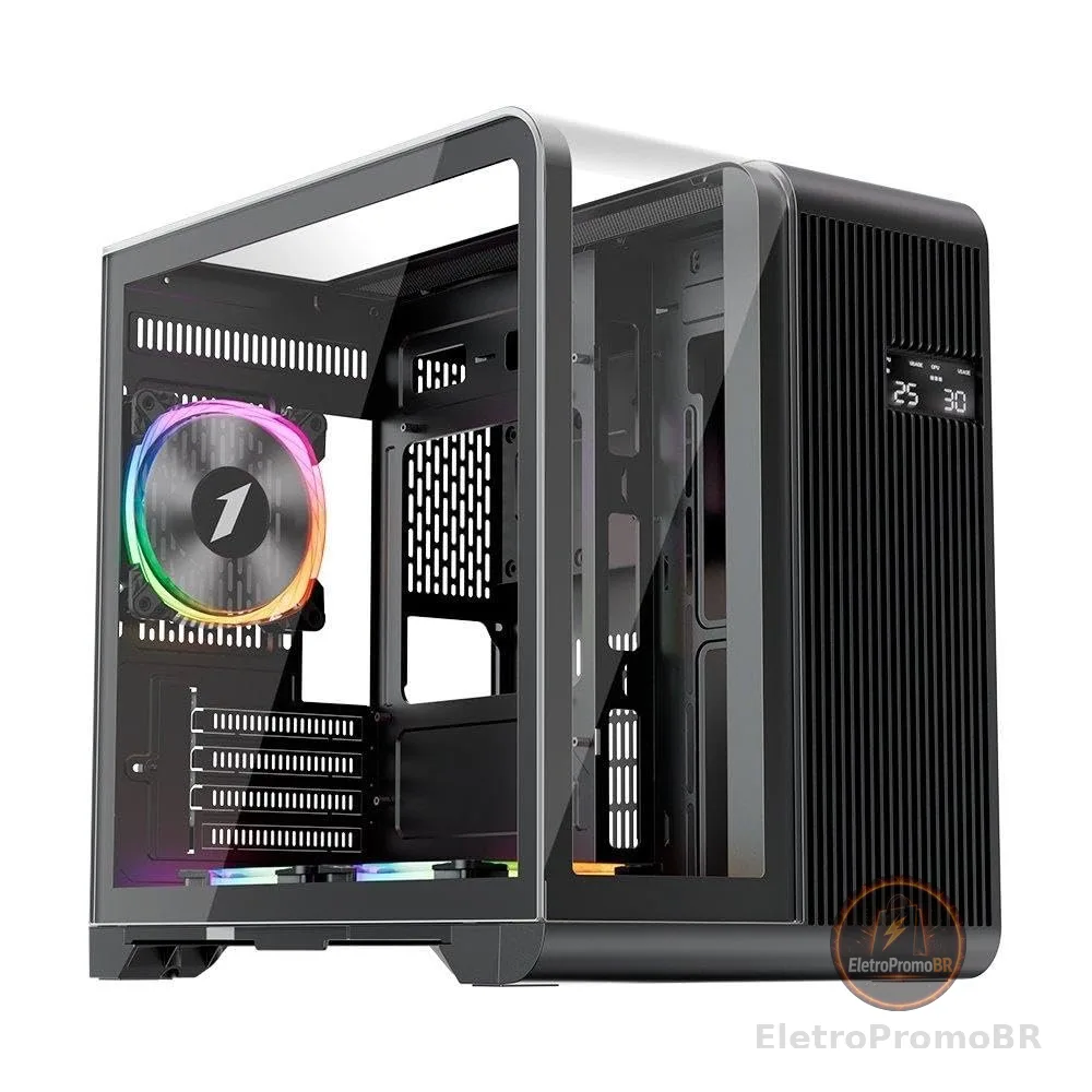 1STPLAYER Gabinete Gamer Rt5, Mid Tower, Atx, Lateral em Vidro Temperado, Preto - Rt5-bk