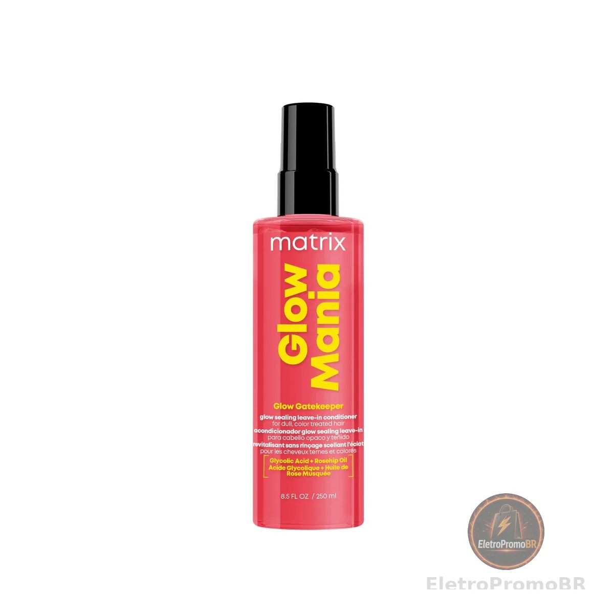 Matrix Glow Mania Leave-in Condicionante em Spray, Para Cabelos Coloridos, com Ácido Glicólico e Óleo de Rosa Mosqueta, Proteção Térmica, Brilho e Hidratação, 250ml