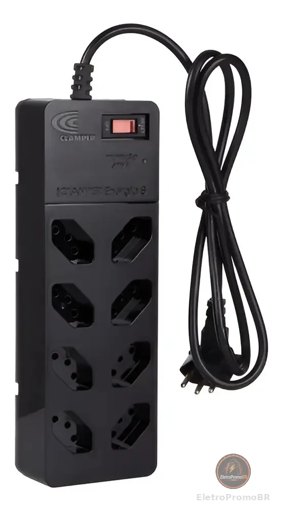 Filtro De Linha com DPS iCLAMPER Energia 8 Tomadas Régua com Tecnologia LCF