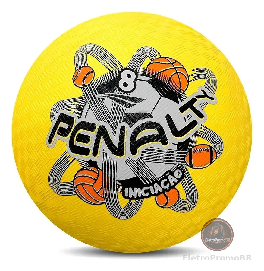 Bola de Borracha Iniciação Penalty Tamanho 8 Infantil para Queimada e Brincadeiras Laminado Borracha Vulcanizada Leve Resistente Toque Macio Ideal Para Crianças