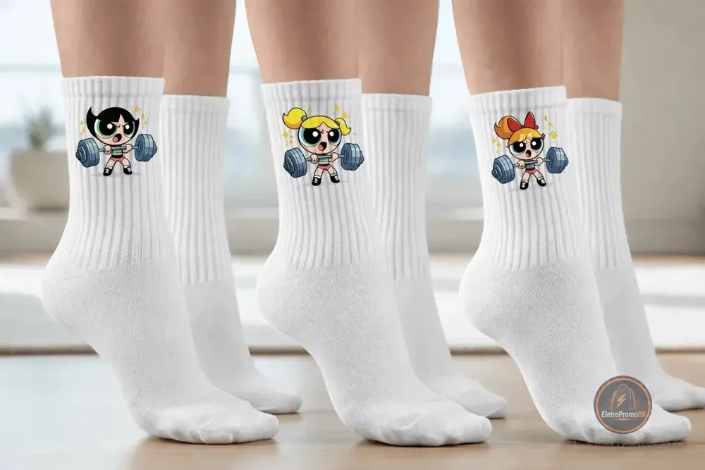 Kit 3 Pares Academia Treino Meninas Super Poderosas Maromba Branco Meninas Superpoderosas Un
