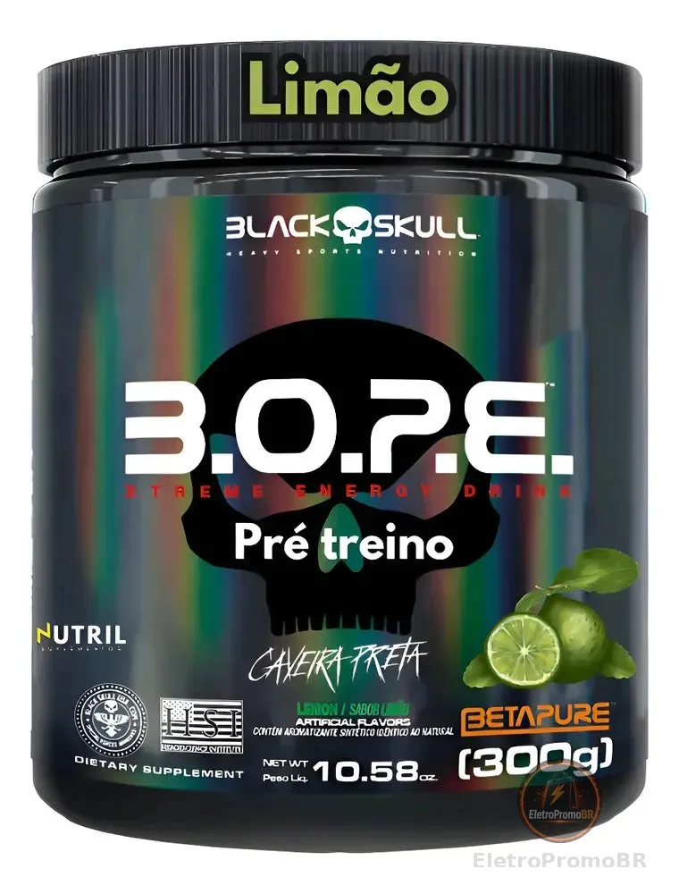 Bope - Pré Treino 300g - Black Skull - Diversos Sabores Limão