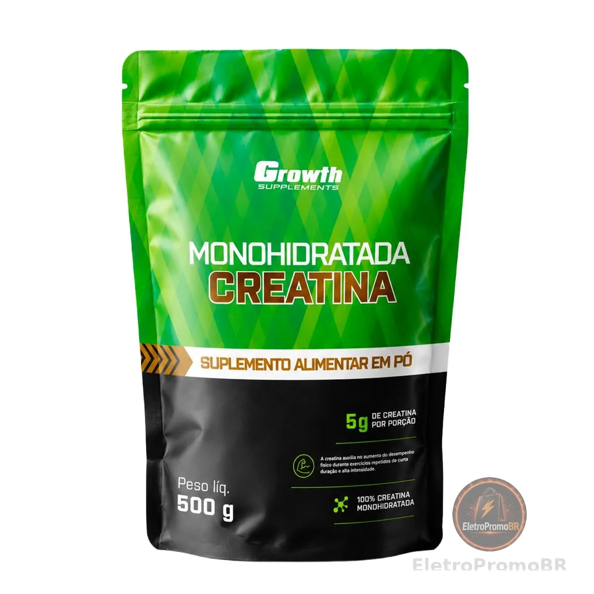 Growth Supplements - Creatina 500g Pouch Treino Musculação Dieta Alta Performance - Growth Supplements