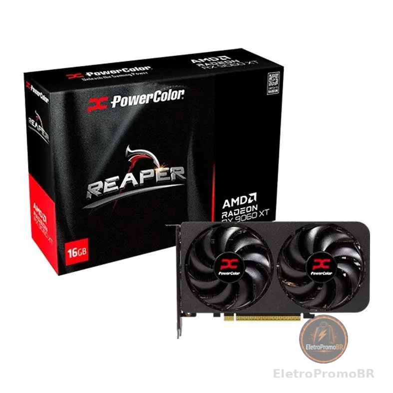 Placa de Video PowerColor Radeon RX 9060 XT Reaper, 16GB, GDDR6, 128-bit, RX9060XT-16G-A