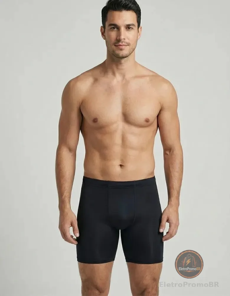 Bermuda Térmica Masculina Esportiva Corrida, Academia Treino Preto Liso G