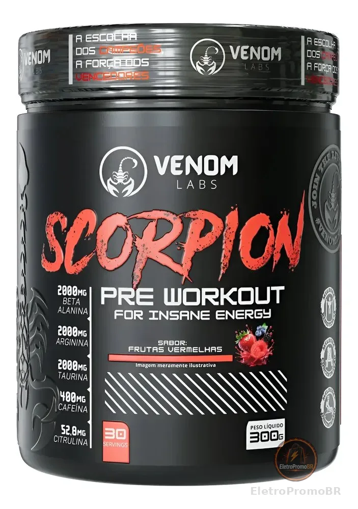 Pré Treino Scorpion 300g Venom Labs Frutas - Night Train Max Frutas Vermelhas