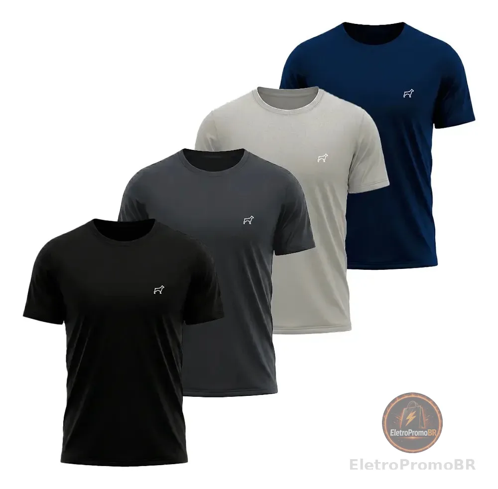 Kit 4 Camiseta Dry Fit Parvori Masculina Academia Corrida Preto/chumbo/cinza/marinho Gg Liso