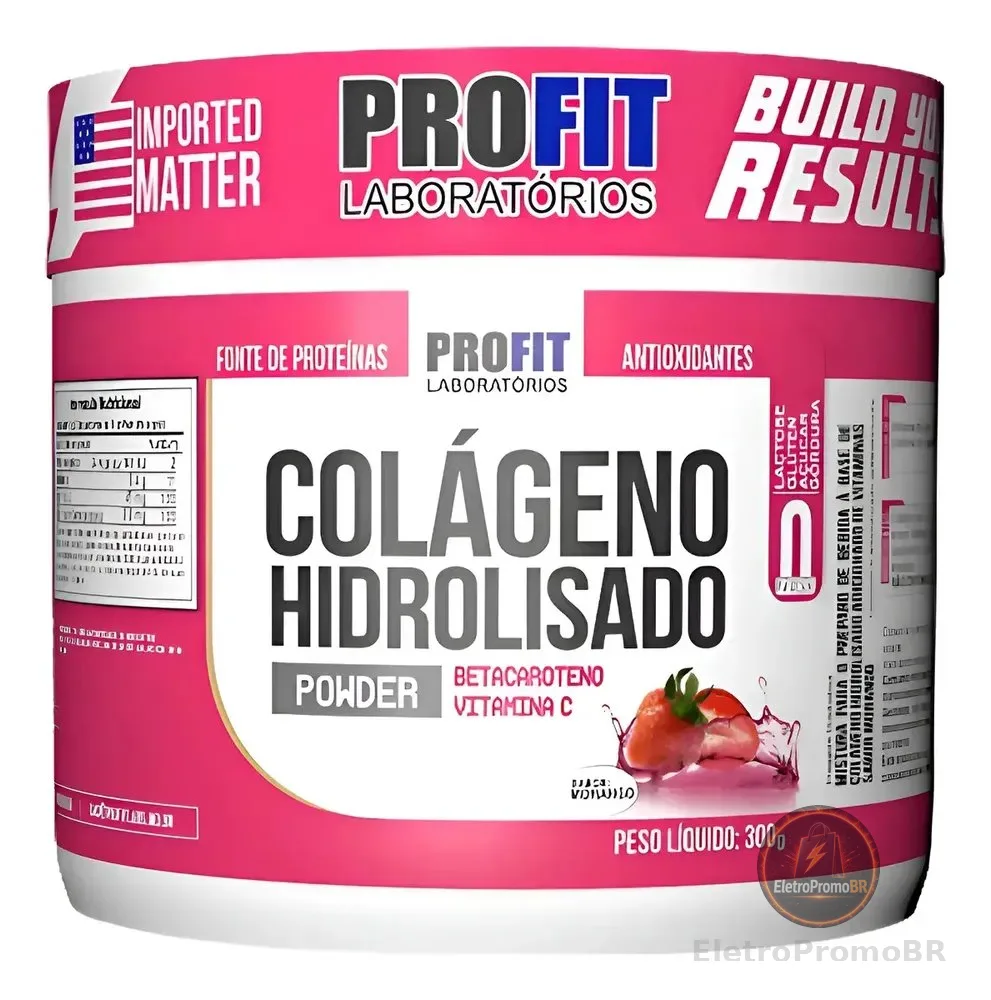 Colágeno ProFit Laboratórios Pro Fit em pó sabor Morango x 300g