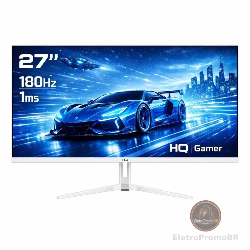 Monitor Gamer HQ 27" Branco Curvo 1ms, 200Hz, AMD FreeSync, Full HD, HDMI, DP, Frameless HQW27C200
